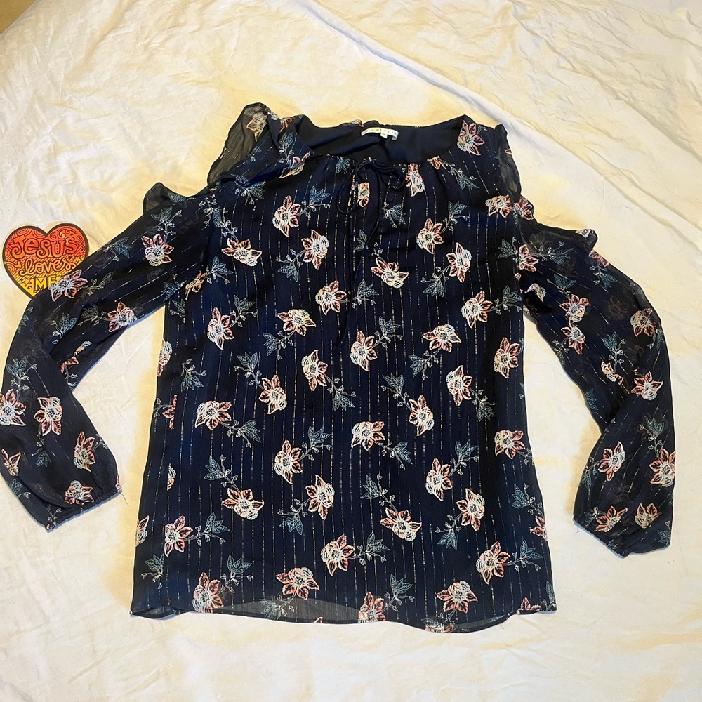 Violet & Claire Navy Floral Blouse